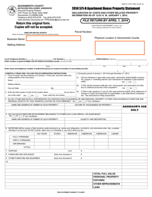 California Apartment House Property Statement