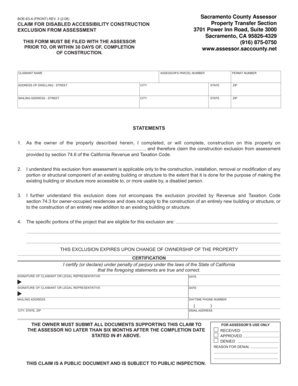 California Disabled Accessibility Construction Exclusion Form