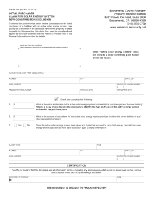 California Solar Energy System Claim Form
