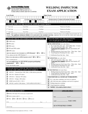 Welding Inspector Exam Application