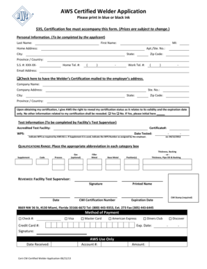 AWS Certified Welder Application