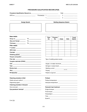 AWS D1.2 Procedure Qualification Record