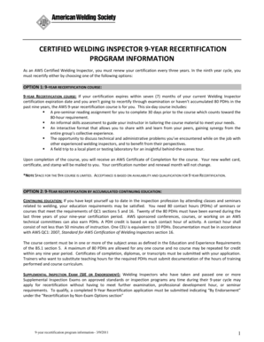 AWS Certified Welding Inspector 9-Year Recertification