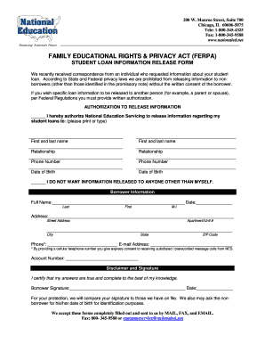 FERPA Student Loan Information Release Form