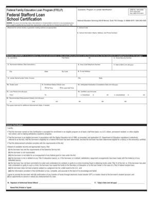 Federal Stafford Loan School Certification