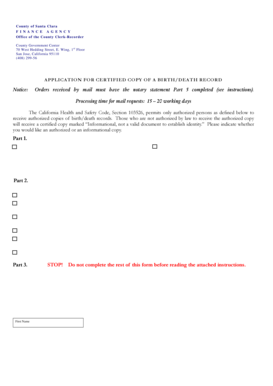 California Birth/Death Record Application