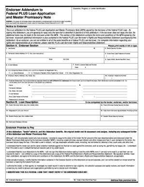 Federal PLUS Loan Endorser Addendum