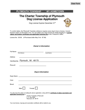 Plymouth Township Dog License Application