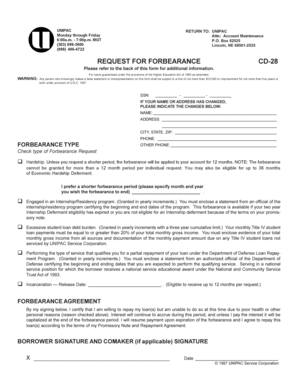 Request for Forbearance CD-28
