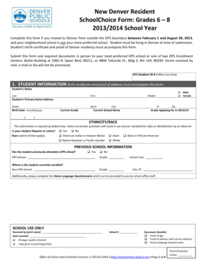 Denver SchoolChoice Form