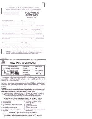 California Notice of Transfer and Release of Liability