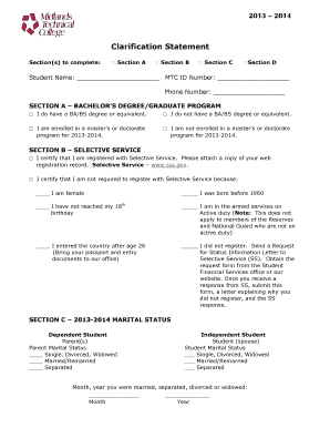 2013-2014 Clarification Statement Form