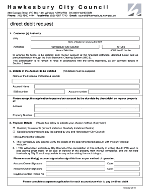 Direct Debit Request Form - Hawkesbury City Council, NSW - hawkesbury nsw gov