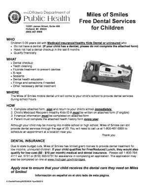 Miles of Smiles Dental Services Form