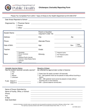 Chickenpox Reporting Form