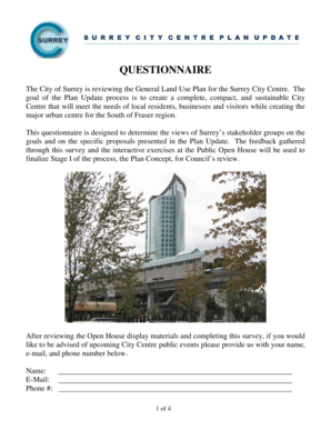 Surrey City Centre Land Use Plan Questionnaire