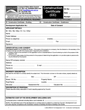 Construction Certificate Application