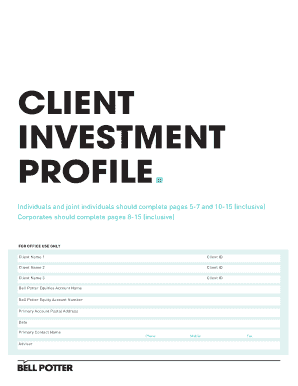 Bell Potter Investment Profile Form