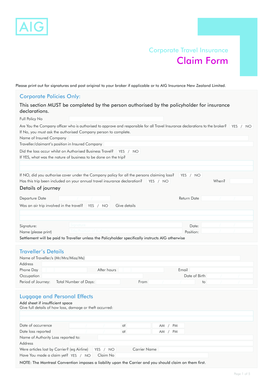 Corporate Travel Insurance Claim Form