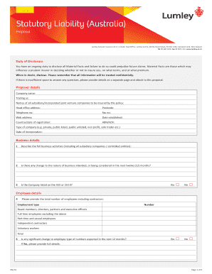 Statutory Liability Insurance Proposal