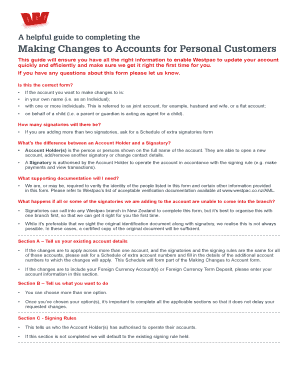 Westpac Account Change Form