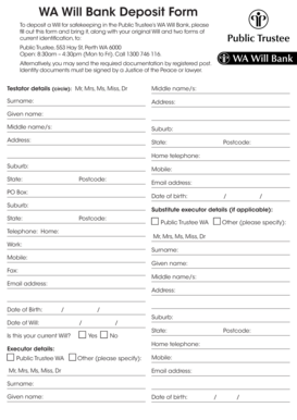 WA Will Bank Deposit Form