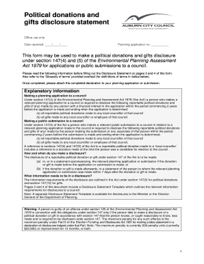 Political Donations and Gifts Disclosure Statement