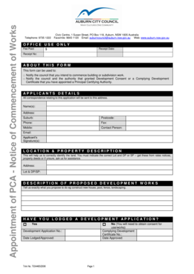 Appointment of PCA - Notice of Commencement of Works
