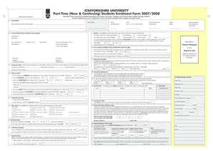 Staffordshire University Part-Time Student Enrolment Form