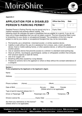 Disabled Person’s Parking Permit Application