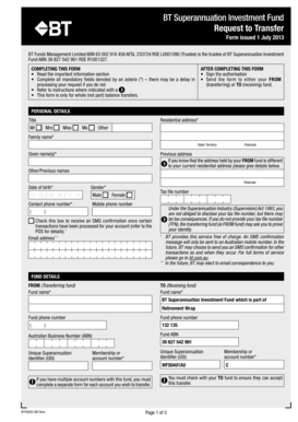 BT Superannuation Investment Fund Transfer Request