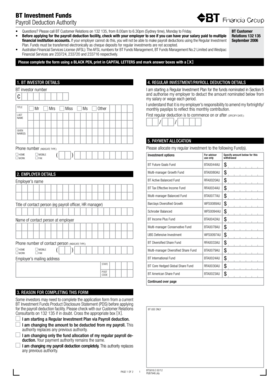 BT Investment Funds Payroll Deduction Authority