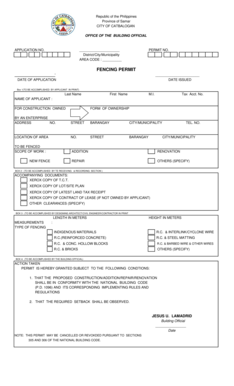 Philippines Fencing Permit Application