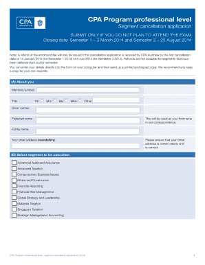 CPA Program Segment Cancellation Application
