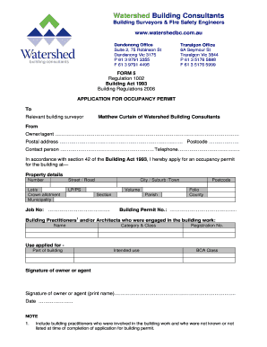 Application for Occupancy Permit