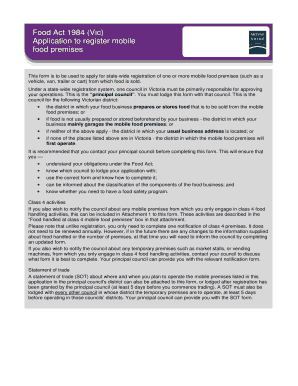 Application to Register Mobile Food Premises