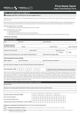First Home Saver Super Contributions Form