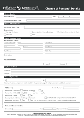 Change of Personal Details Form