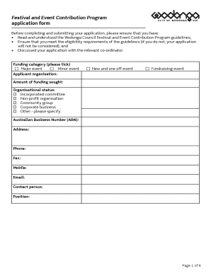 Festival and Event Contribution Program application form