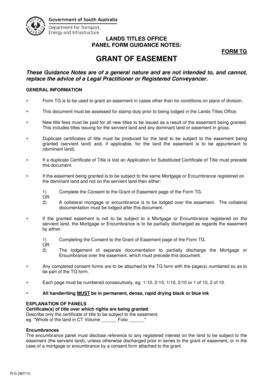 Grant of Easement Form TG