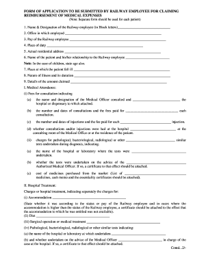 Railway Employee Medical Expense Reimbursement Form