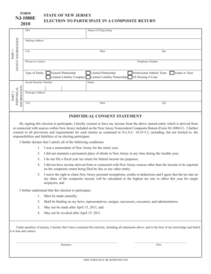 New Jersey Nonresident Composite Return Election