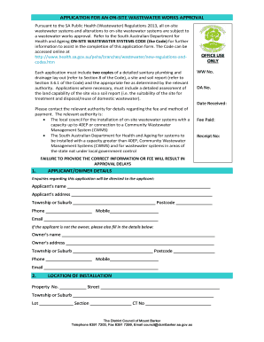 On-Site Wastewater Works Approval Application