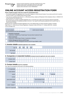 Perpetual Online Account Access Registration Form