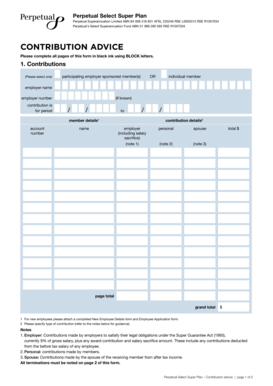 Perpetual Select Super Plan Contribution Advice