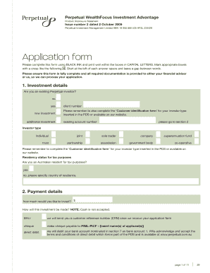 Perpetual WealthFocus Investment Advantage Application Form
