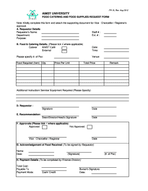 Food Catering and Food Supplies Request Form - AIMST University