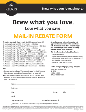 Keurig Mail-In Rebate Form