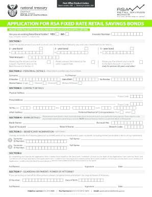 RSA Fixed Rate Retail Savings Bonds Application