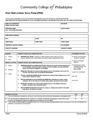Post Employment Data Form
